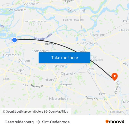 Geertruidenberg to Sint-Oedenrode map