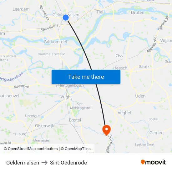 Geldermalsen to Sint-Oedenrode map