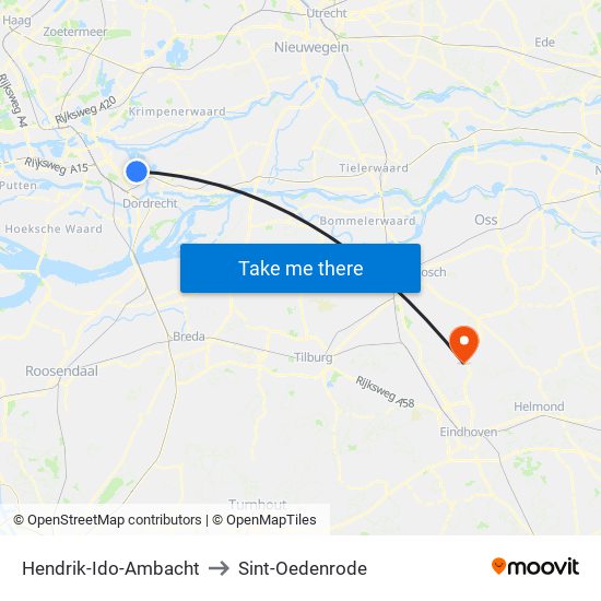 Hendrik-Ido-Ambacht to Sint-Oedenrode map