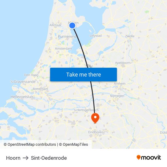 Hoorn to Sint-Oedenrode map