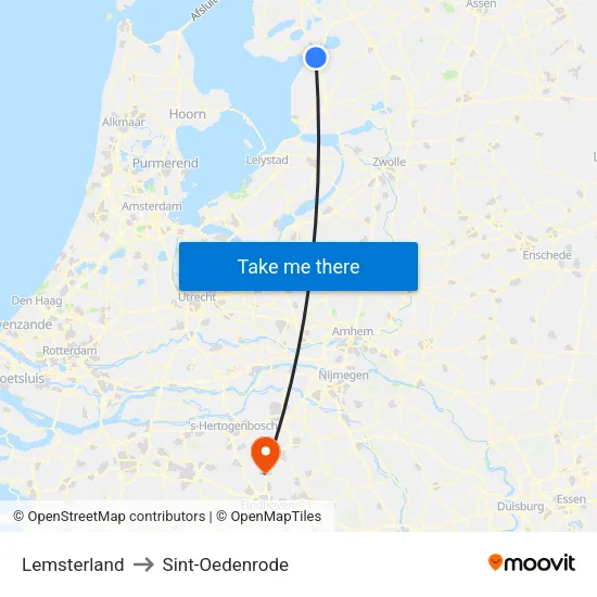 Lemsterland to Sint-Oedenrode map