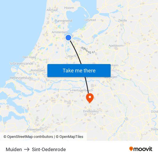 Muiden to Sint-Oedenrode map