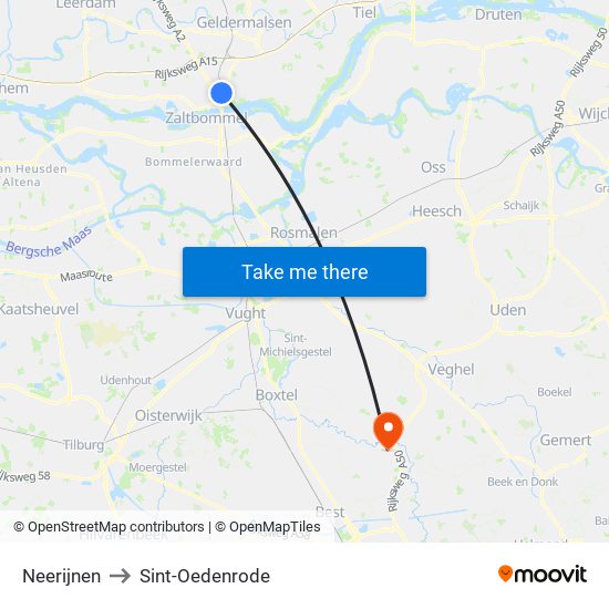 Neerijnen to Sint-Oedenrode map