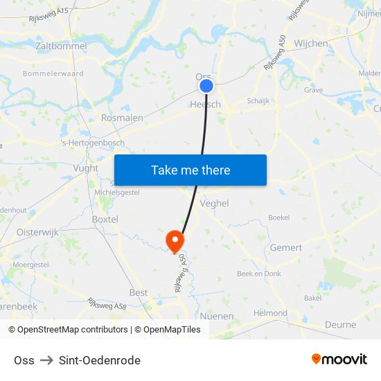 Oss to Sint-Oedenrode map