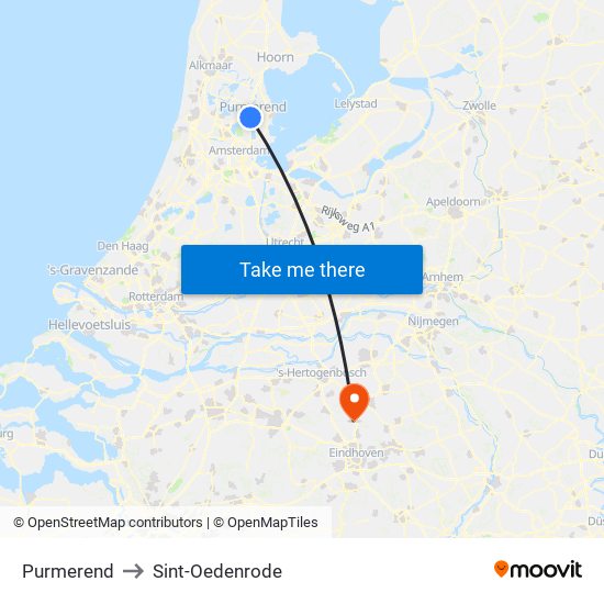 Purmerend to Sint-Oedenrode map