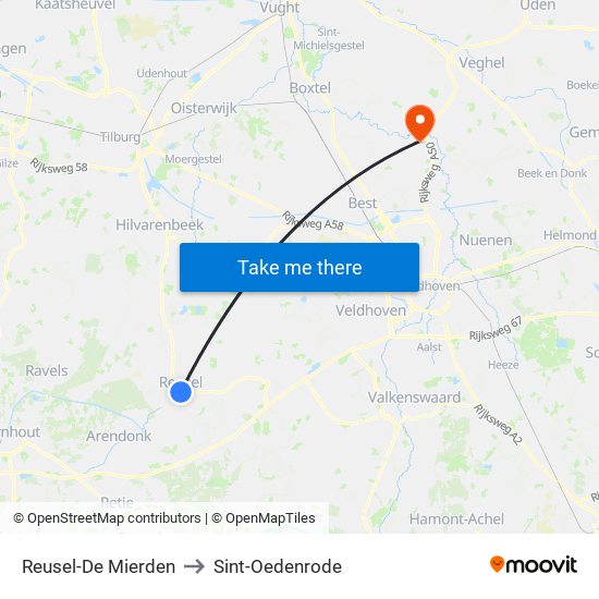 Reusel-De Mierden to Sint-Oedenrode map