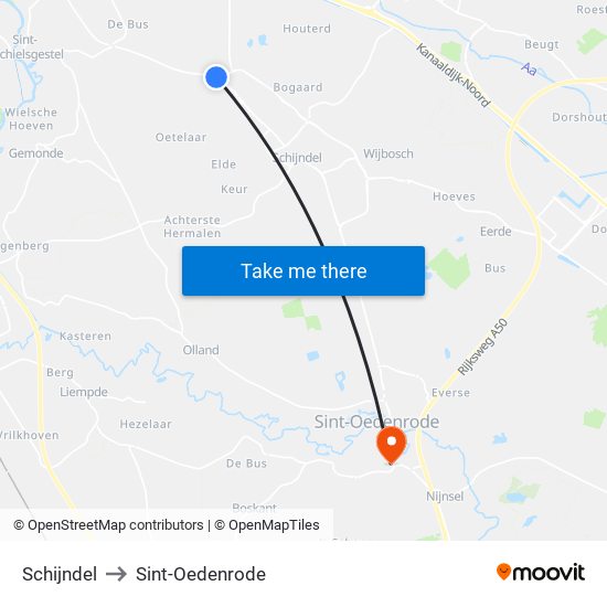 Schijndel to Sint-Oedenrode map