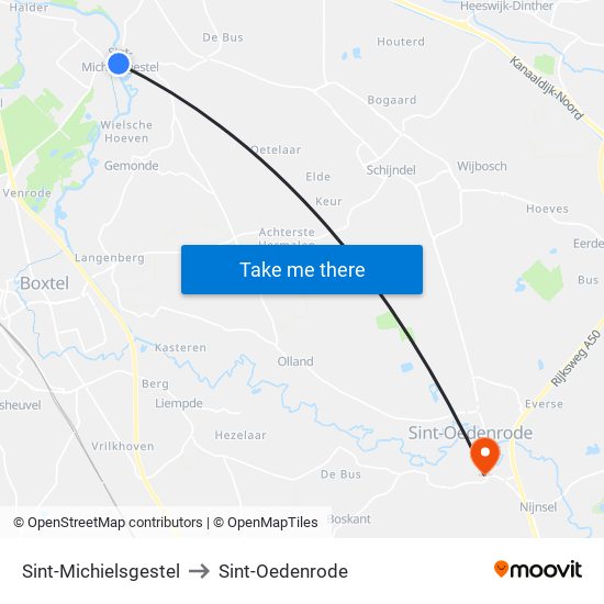 Sint-Michielsgestel to Sint-Oedenrode map