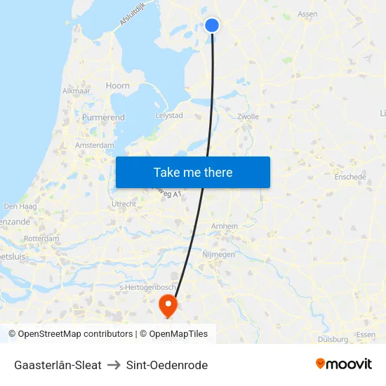 Gaasterlân-Sleat to Sint-Oedenrode map