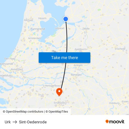 Urk to Sint-Oedenrode map