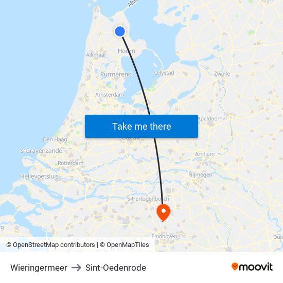 Wieringermeer to Sint-Oedenrode map