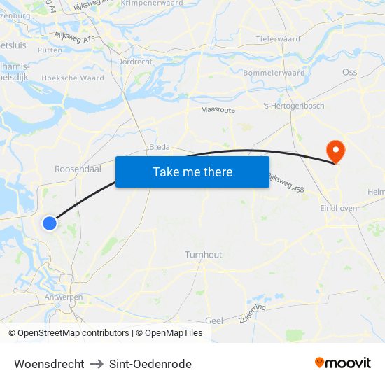 Woensdrecht to Sint-Oedenrode map