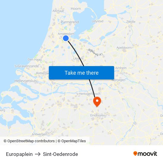 Europaplein to Sint-Oedenrode map