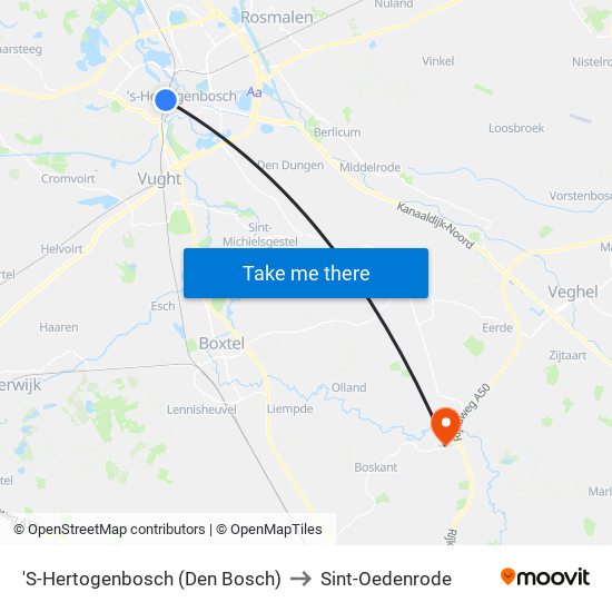 'S-Hertogenbosch (Den Bosch) to Sint-Oedenrode map