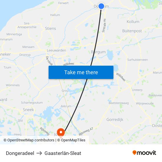 Dongeradeel to Gaasterlân-Sleat map