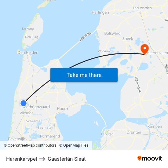 Harenkarspel to Gaasterlân-Sleat map