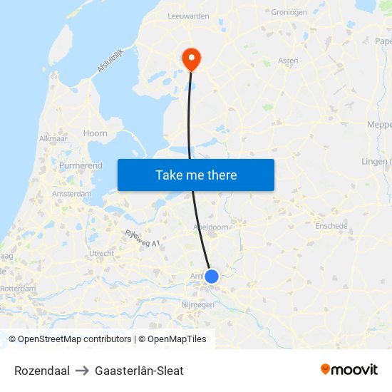 Rozendaal to Gaasterlân-Sleat map