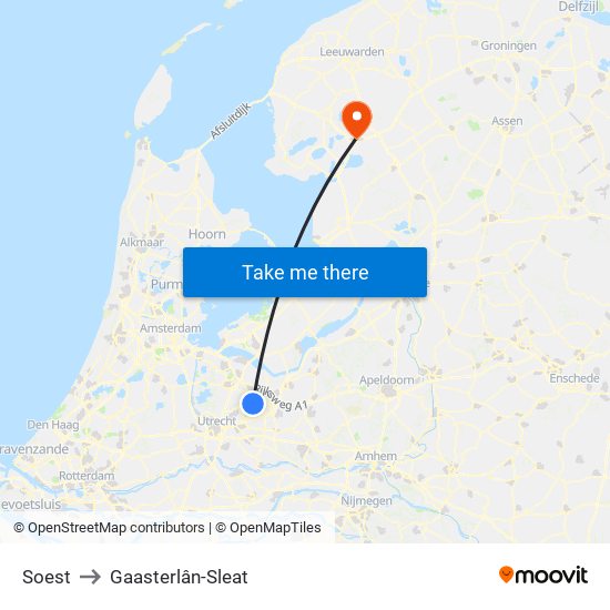 Soest to Gaasterlân-Sleat map