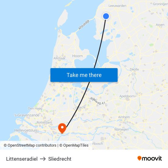 Littenseradiel to Sliedrecht map