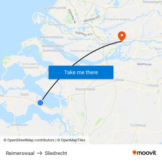 Reimerswaal to Sliedrecht map