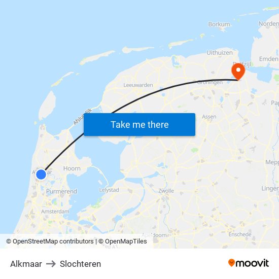 Alkmaar to Slochteren map