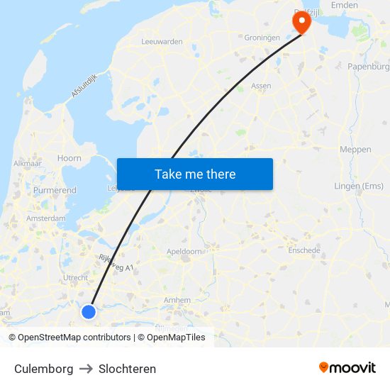 Culemborg to Slochteren map