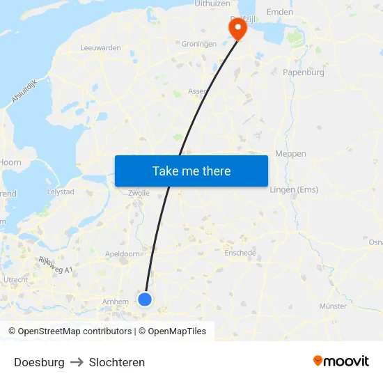 Doesburg to Slochteren map