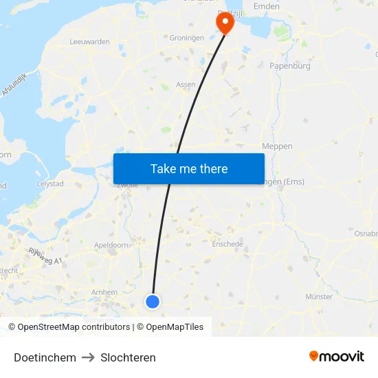 Doetinchem to Slochteren map