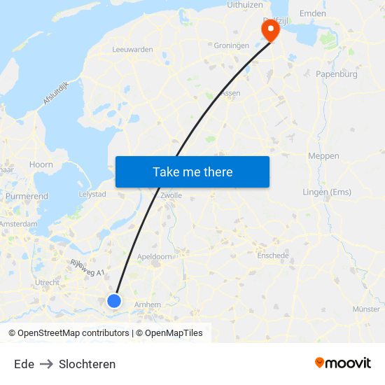 Ede to Slochteren map