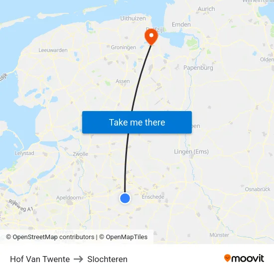 Hof Van Twente to Slochteren map