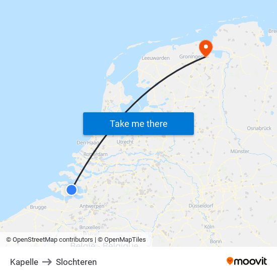 Kapelle to Slochteren map