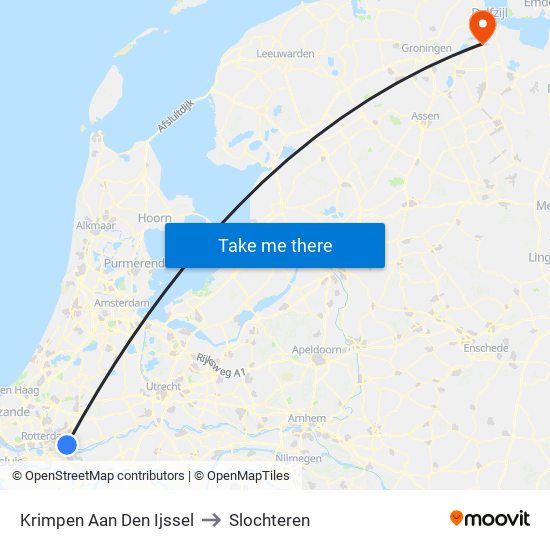 Krimpen Aan Den Ijssel to Slochteren map