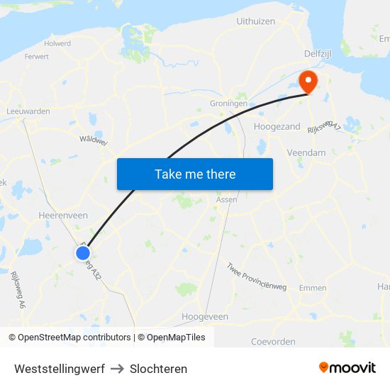 Weststellingwerf to Slochteren map