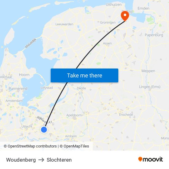 Woudenberg to Slochteren map