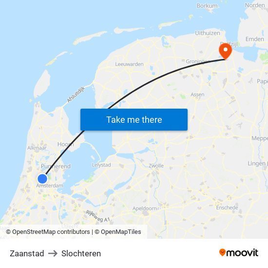 Zaanstad to Slochteren map