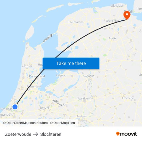 Zoeterwoude to Slochteren map