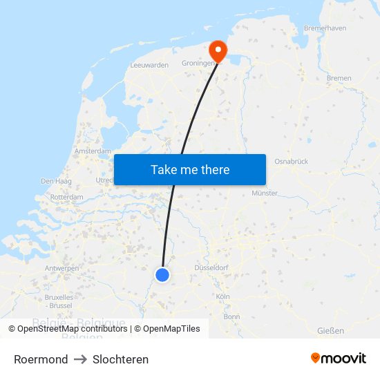 Roermond to Slochteren map