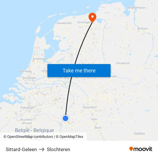 Sittard-Geleen to Slochteren map