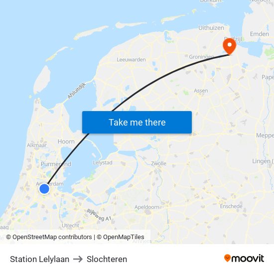 Station Lelylaan to Slochteren map