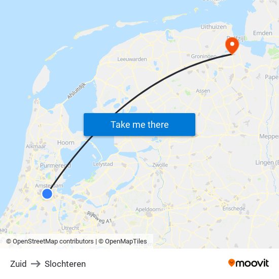 Zuid to Slochteren map