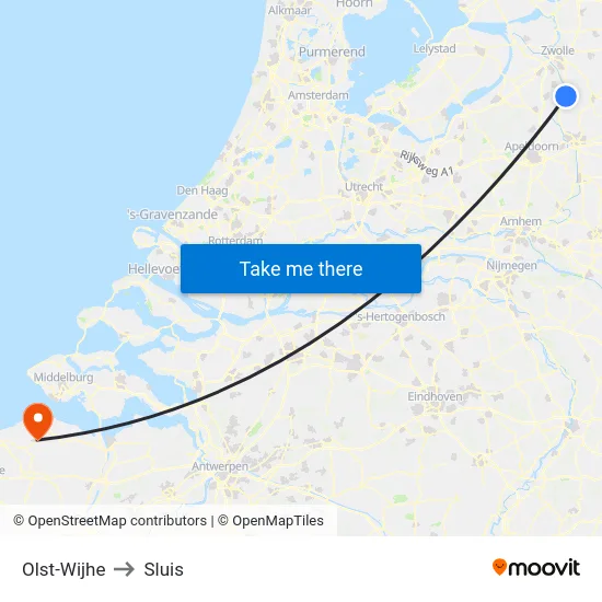 Olst-Wijhe to Sluis map