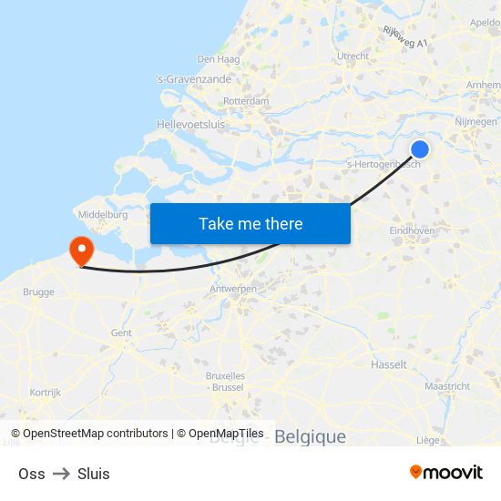 Oss to Sluis map