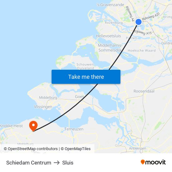 Schiedam Centrum to Sluis map