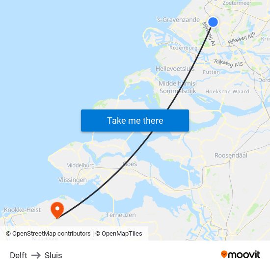 Delft to Sluis map