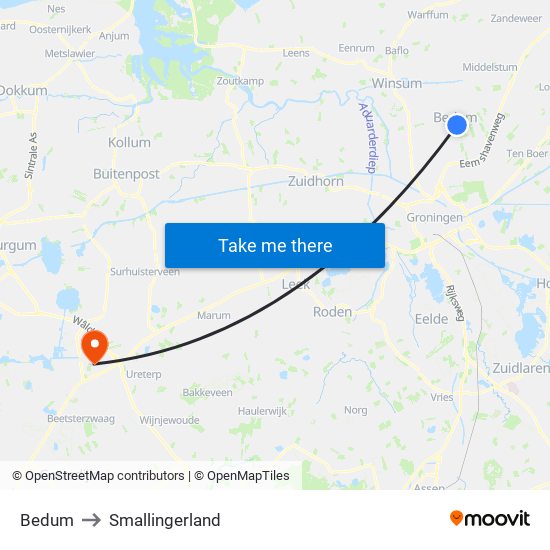 Bedum to Smallingerland map
