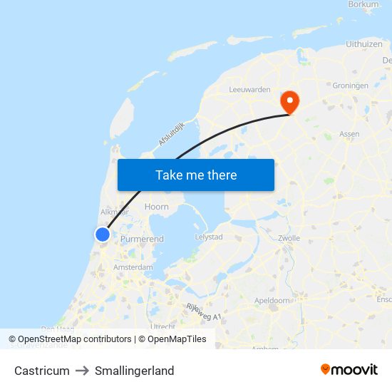 Castricum to Smallingerland map