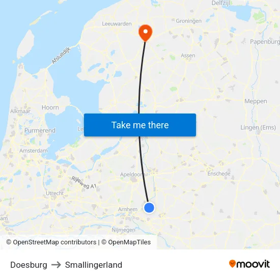 Doesburg to Smallingerland map