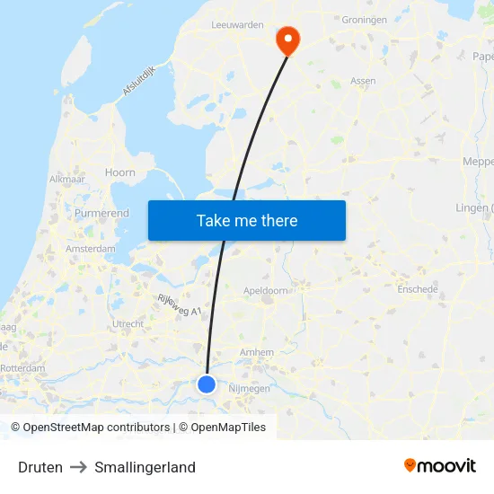 Druten to Smallingerland map