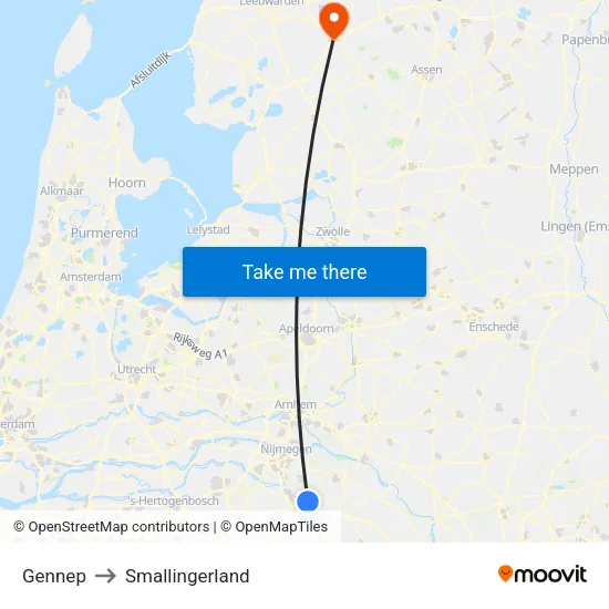 Gennep to Smallingerland map