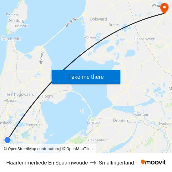 Haarlemmerliede En Spaarnwoude to Smallingerland map